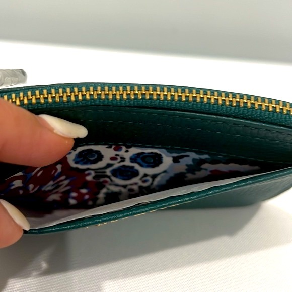 Vera Bradley Slim Coin Purse Forest Green Genuine Leather - Picture 4 of 8